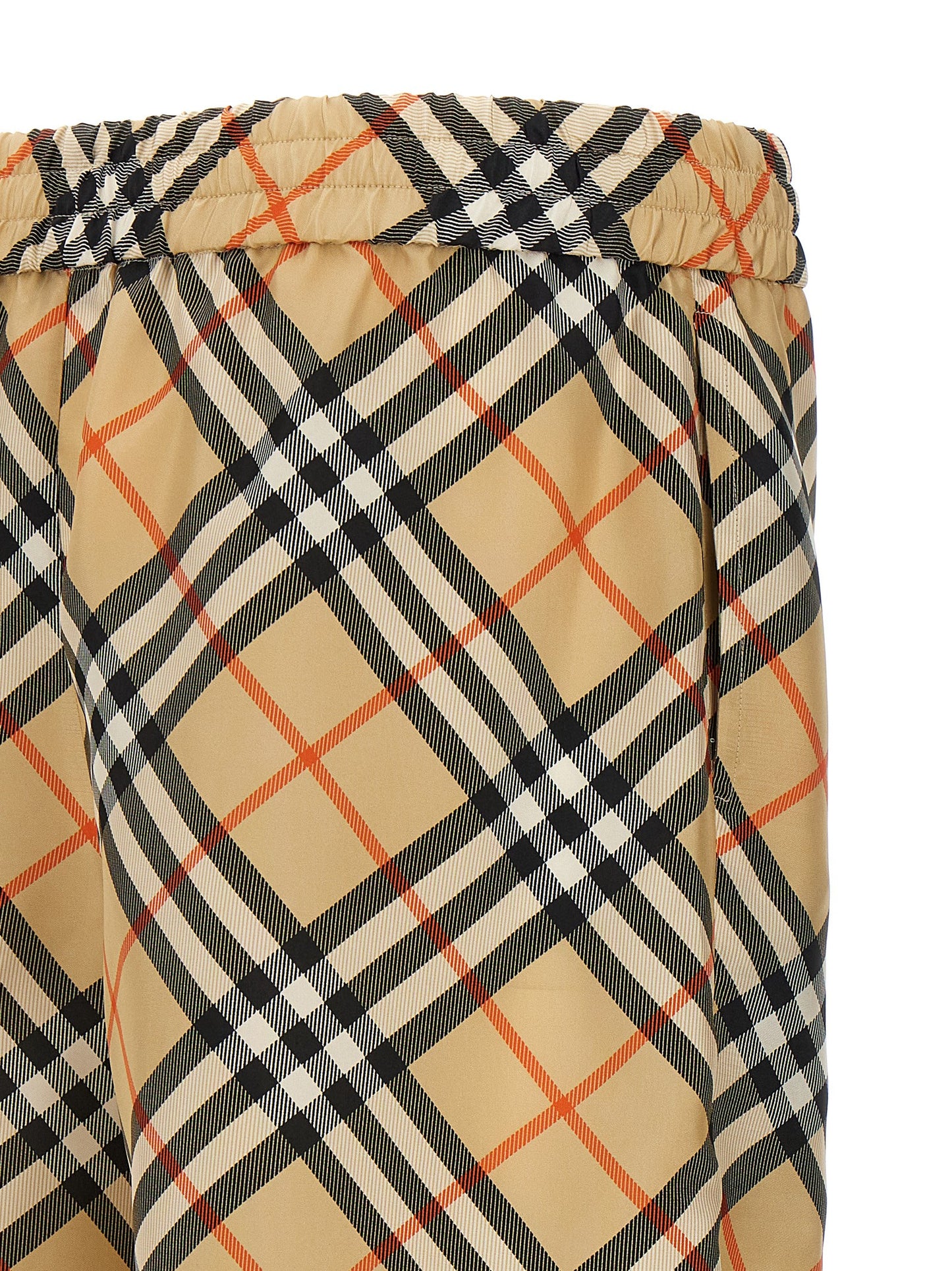 Bermuda Shorts by Burberry for men in silk satin beige & print presents a sleek silhouette, featuring a sleek with a refined short and a sophisticated .