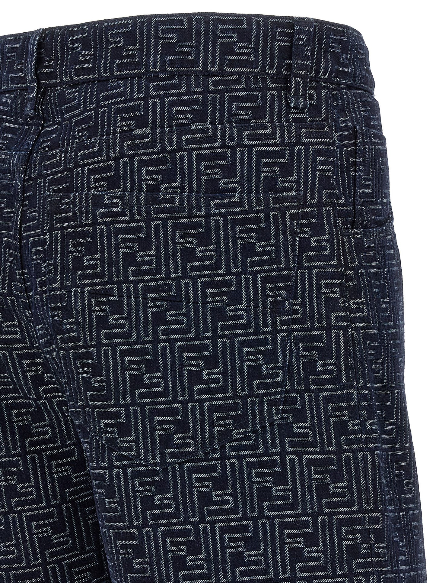 Bermuda Shorts by Fendi for men in cotton blue & jacquard features a eye catching and short with a eye catching high rise.