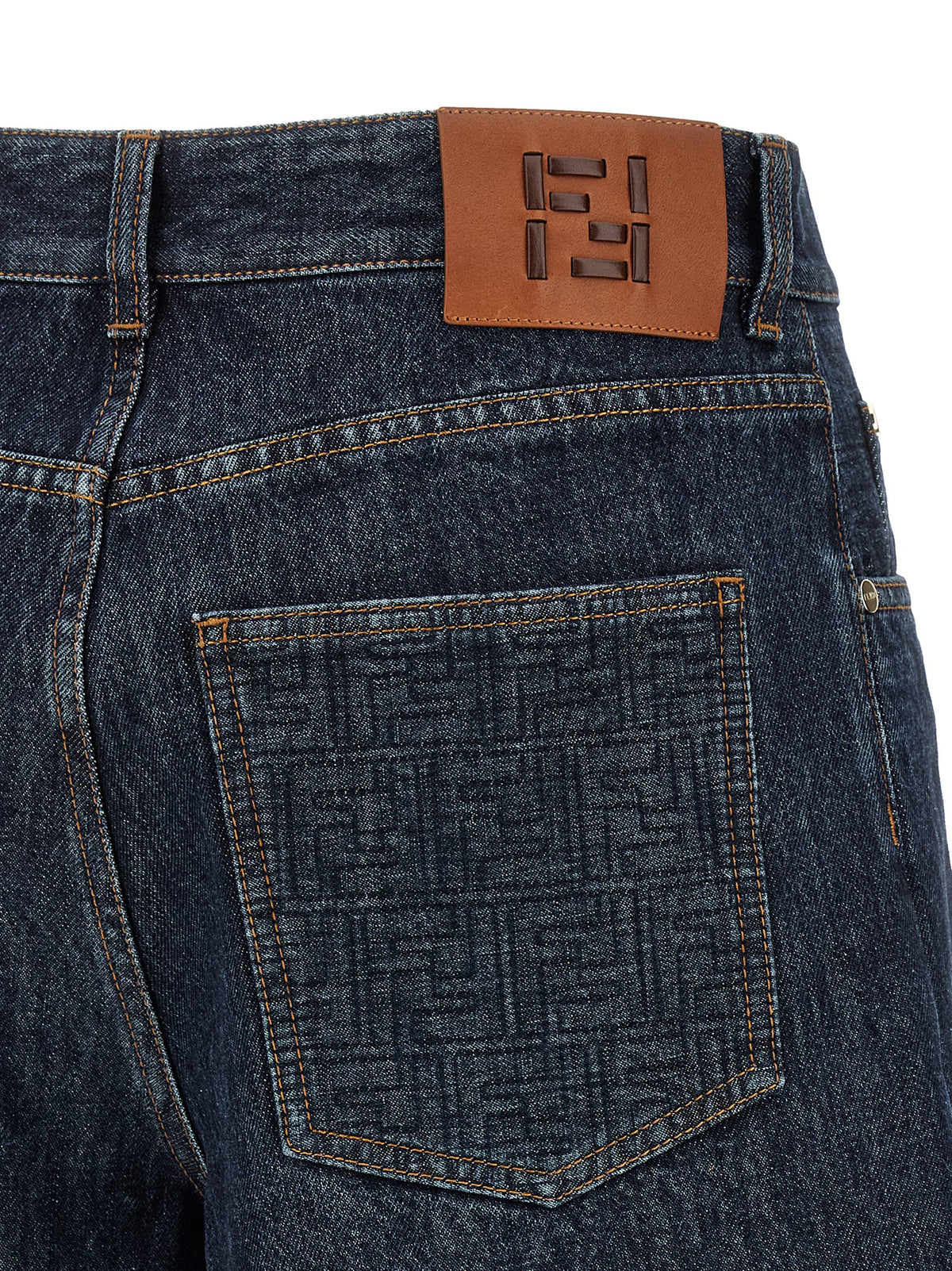 Denim Shorts by Fendi for women in stretch denim cotton blue presents a utilitarian silhouette, showcasing a utilitarian with a short and .