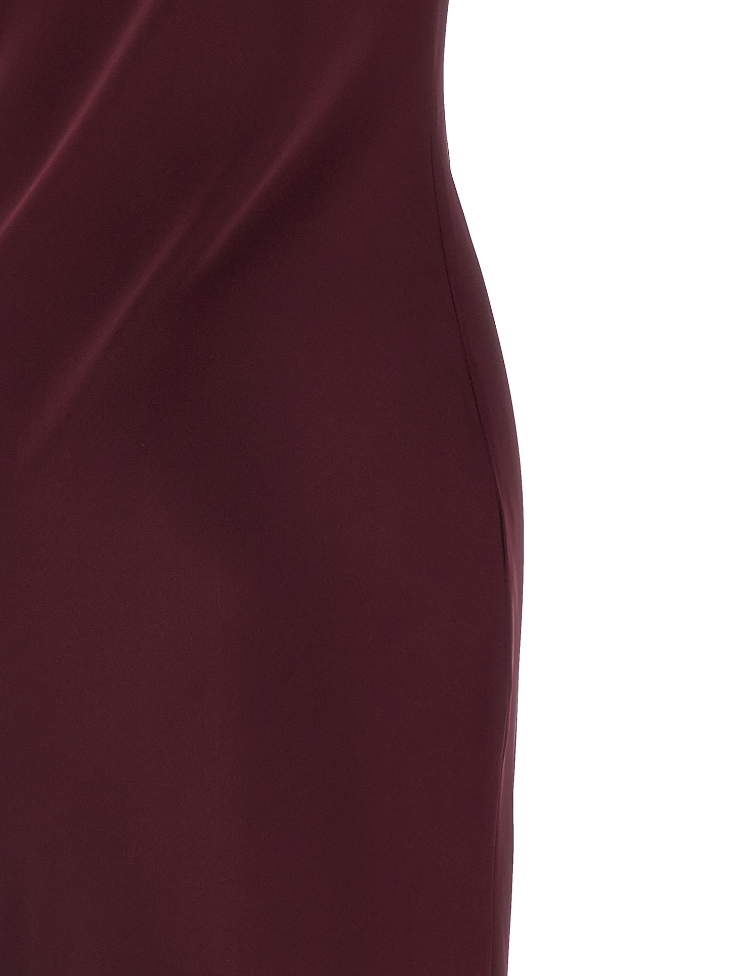 Norma Kamali Women's Mermaid Sleeveless V Neck Polyester Crepe Satin Dress - Bordeaux