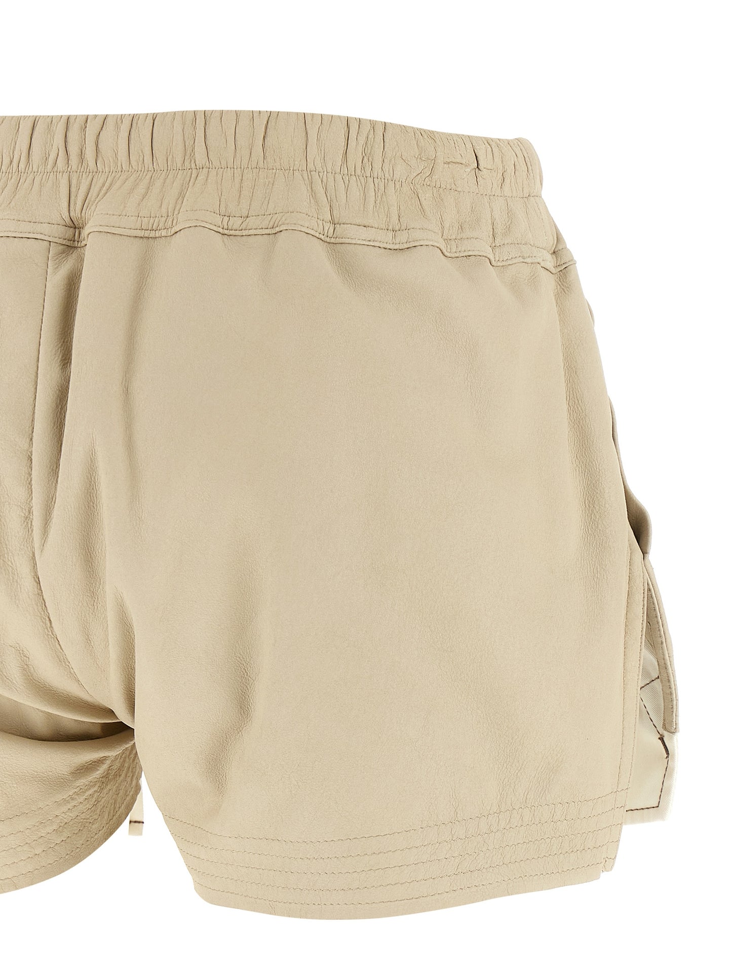 Bermuda Shorts by Rick Owens for women in lamb leather beige features an nuanced silhouette, showcasing a nuanced straight with a short cut and for a sophisticated, premium finish.