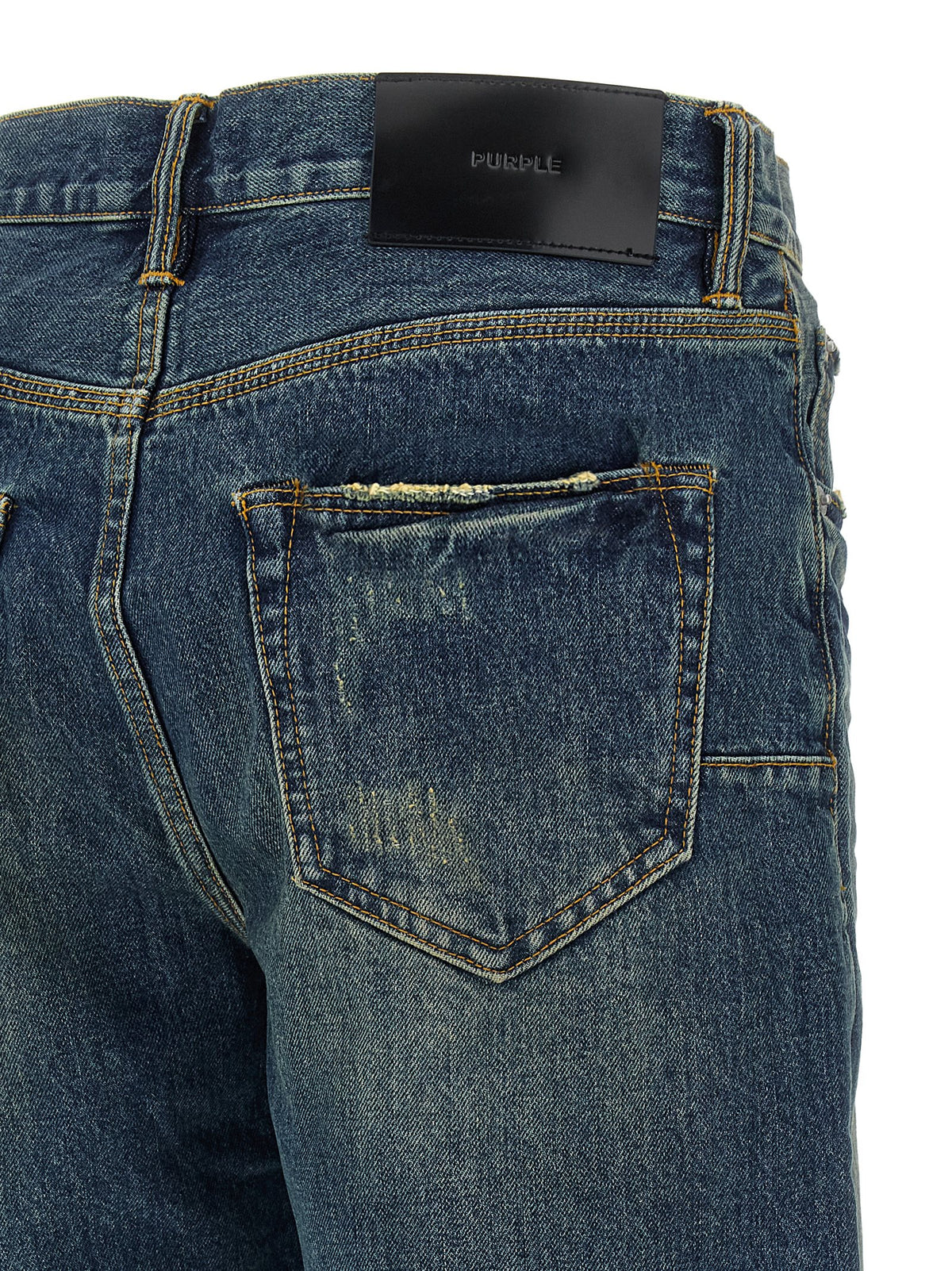 Bermuda Shorts by PURPLE for men in cotton blue, purple & signature features a sartorial silhouette, showcasing a sartorial relaxed-fit & wide and short with a sophisticated for a sartorial look.