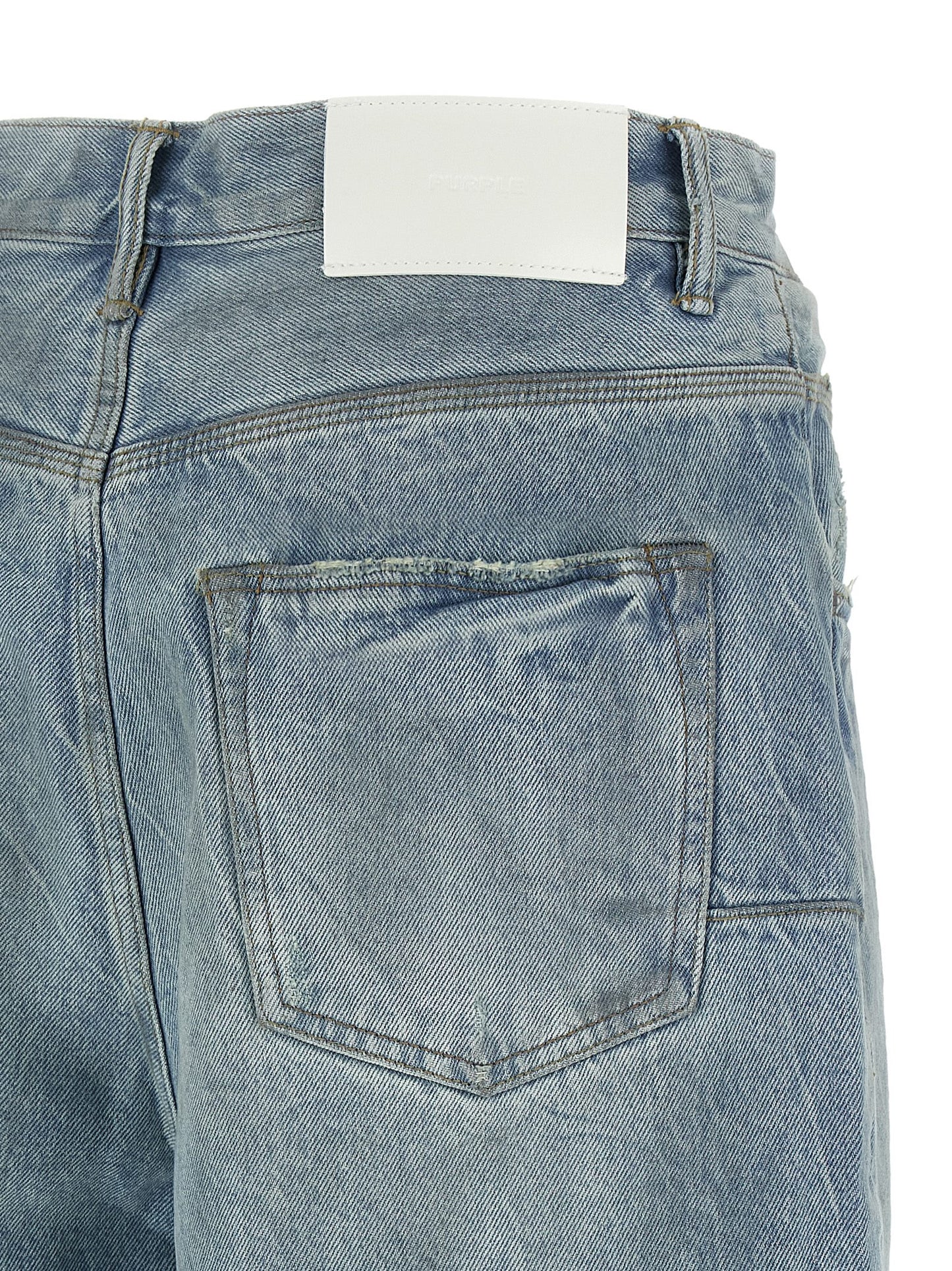 PURPLE Men's Wide Denim Cotton Shorts - Light Blue Purple