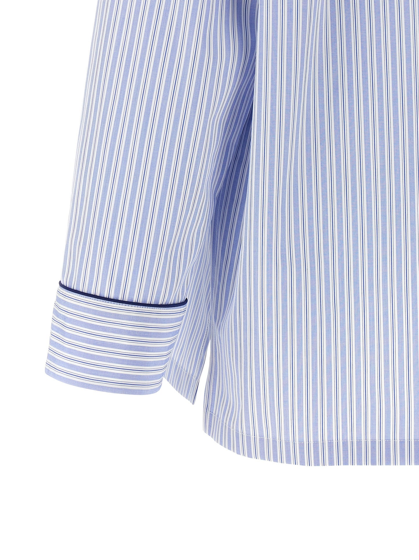 Blouse by Dolce & Gabbana for women in cotton & silk light-blue, pearl & striped features an polished silhouette, showcasing a sophisticated and detail for a truly polished finish.