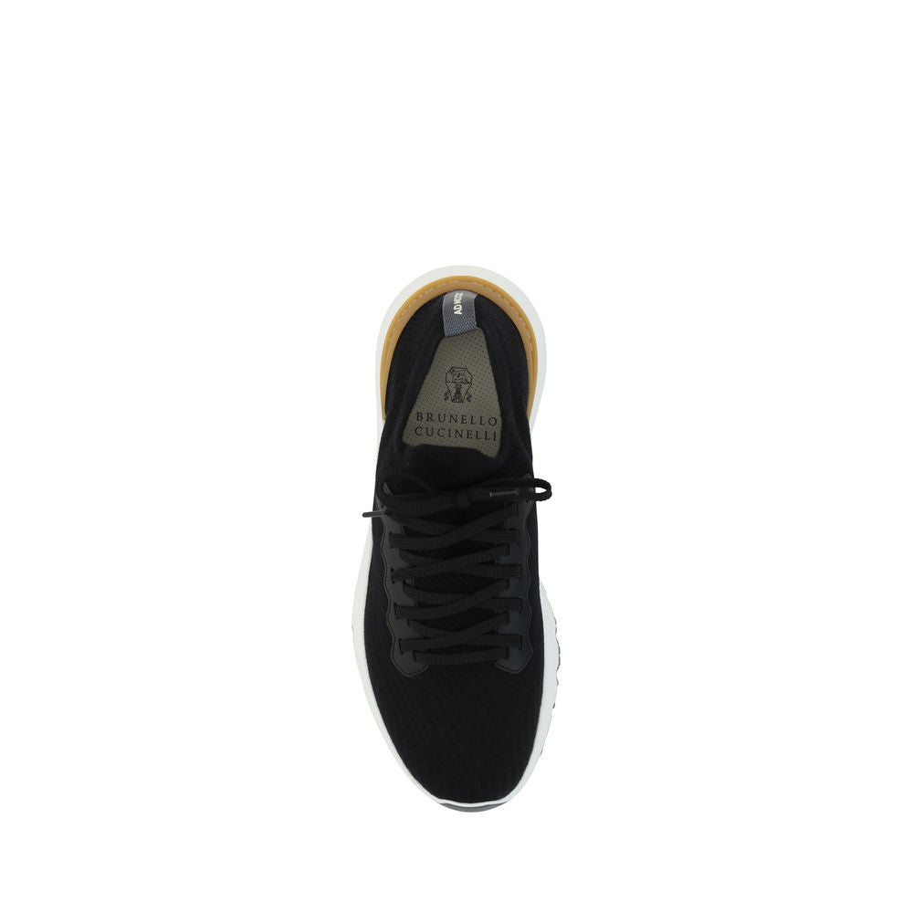 Brunello Cucinelli Men's Athletic Cotton Sneakers - Black Signature