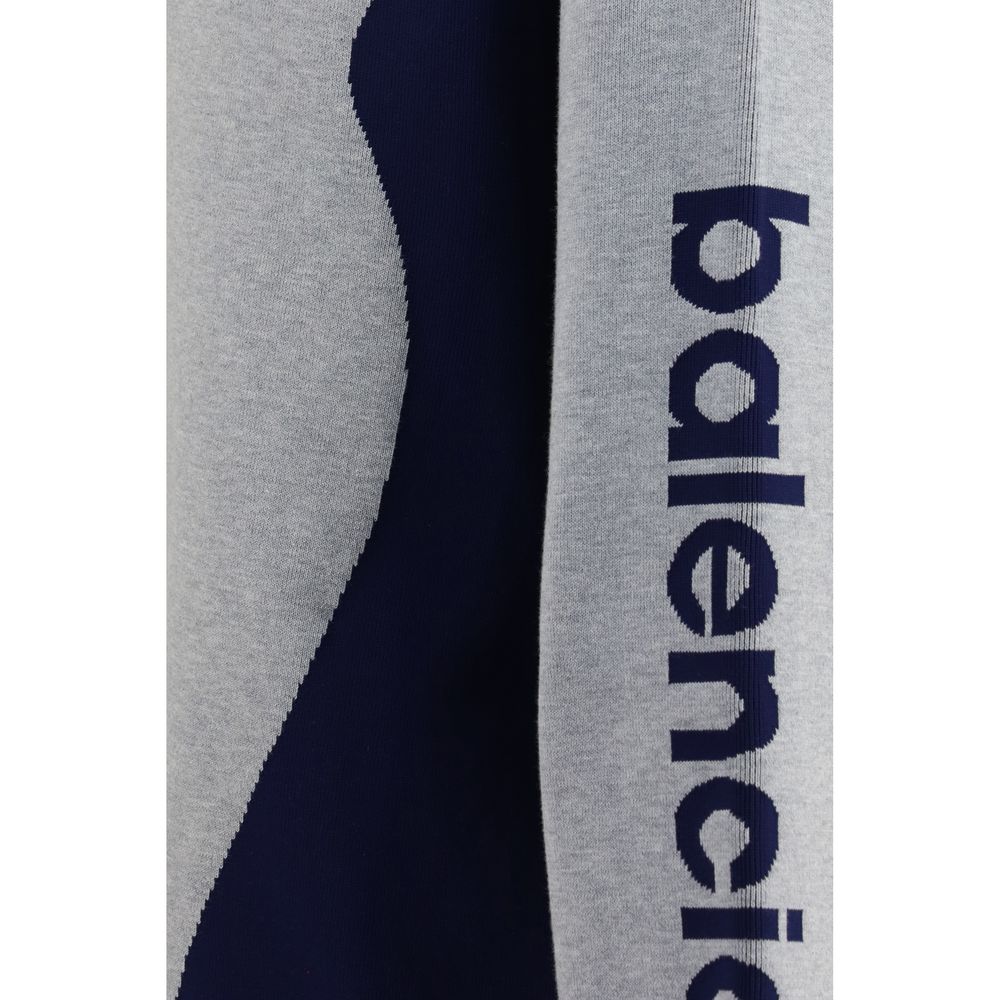 Balenciaga Men's Regular Fit Polyamide Cotton Activewear Sweatshirt - Gray Jacquard Print