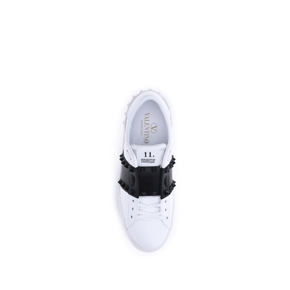 Valentino Garavani Rockstud Women's Low Top Bos Taurus Calfskin Leather Sneakers - White