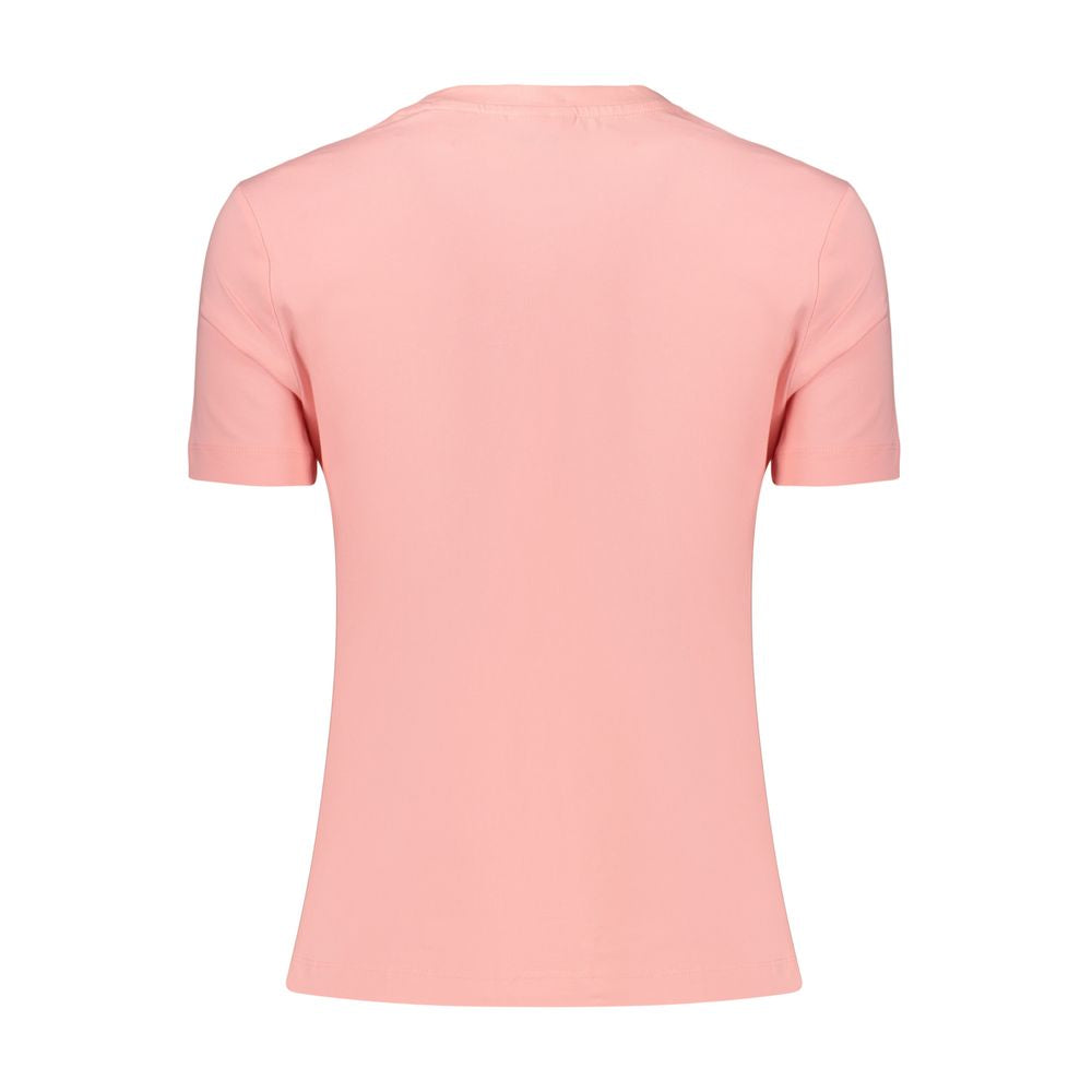 Guess Jeans Women's Crew Neck Stretch Organic Cotton T-Shirt - Pink
