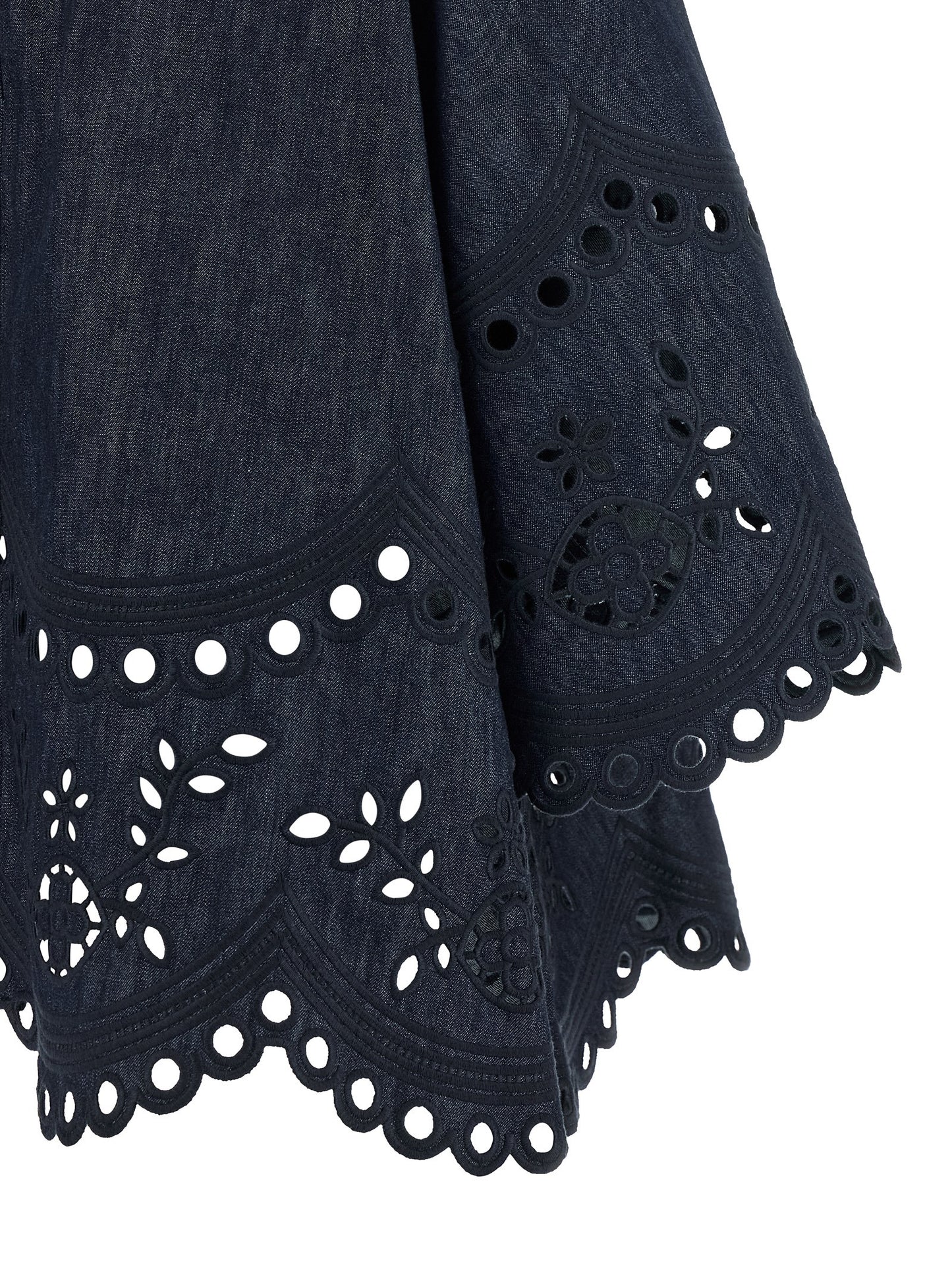 Zimmermann Women's Flared Wide Three-Quarter-Sleeve Denim Cotton Blouse - Blue