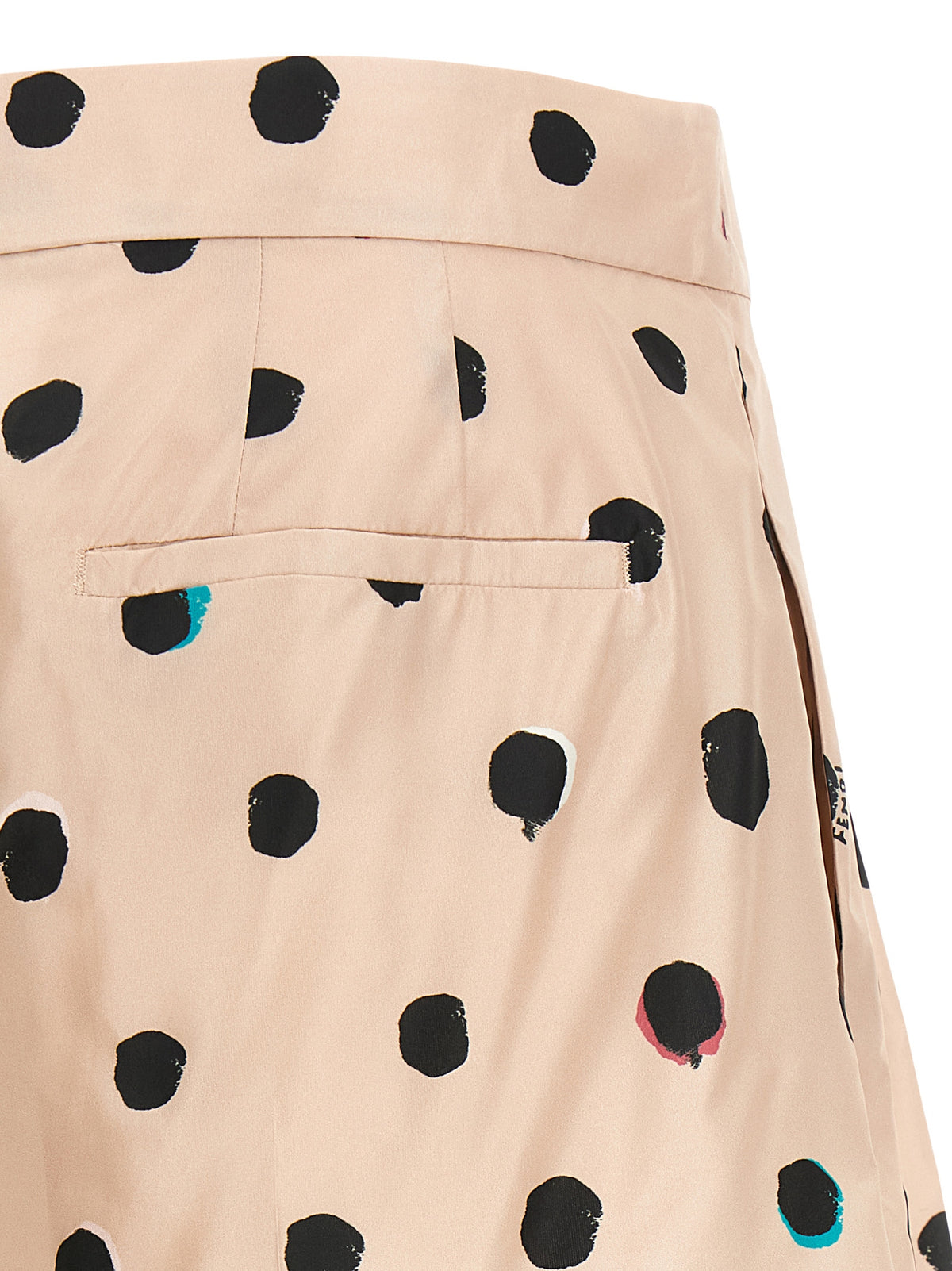 Bermuda Shorts by Fendi for women in silk multicolor, pink, patterned, dots & print features an tailored silhouette, showcasing a tailored flared with a short and for a sophisticated look.