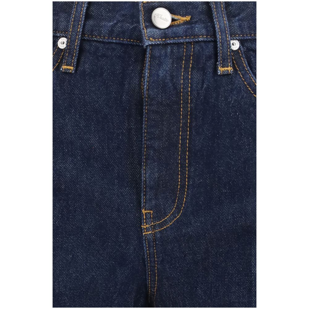 Khaite Women's Flared Slim Cropped Mid Rise Denim Cotton & Nickel Jeans - Blue Indigo