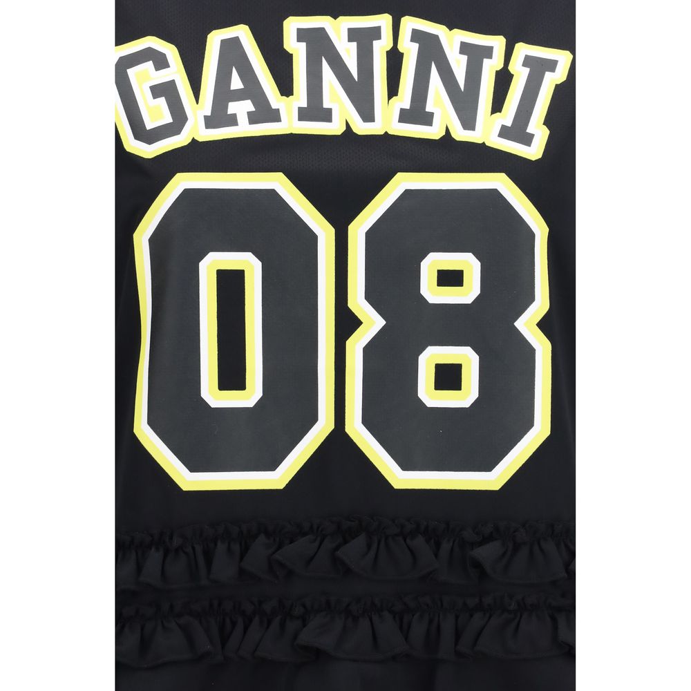 Activewear T-Shirt by Ganni for women in polyester black features a versatile silhouette, showcasing a versatile and detailed with high-performance for a premium look.