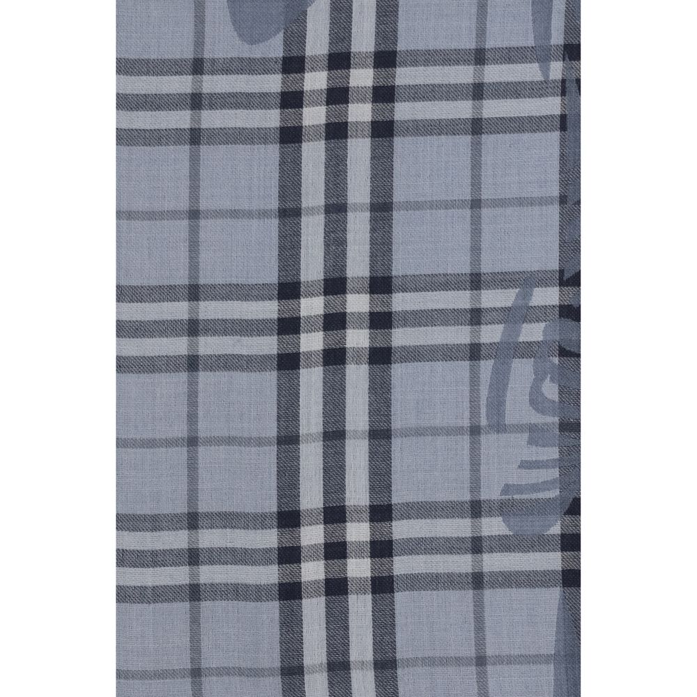Burberry Wool & Silk Foulard Wrap Scarf - Blue Jacquard