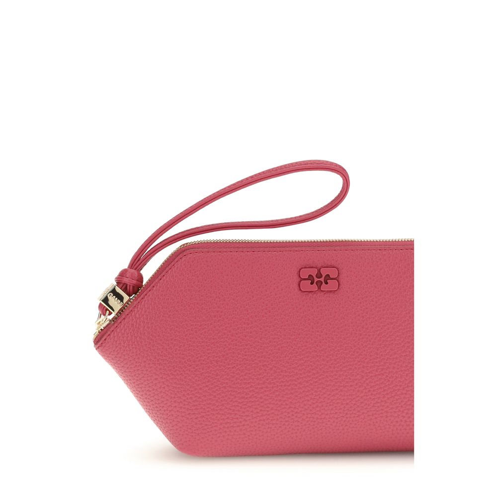 Ganni Bou Polyester Polyurethane TU Grained Leather Mini Pouch Clutch Handbag - Multicolor Signature