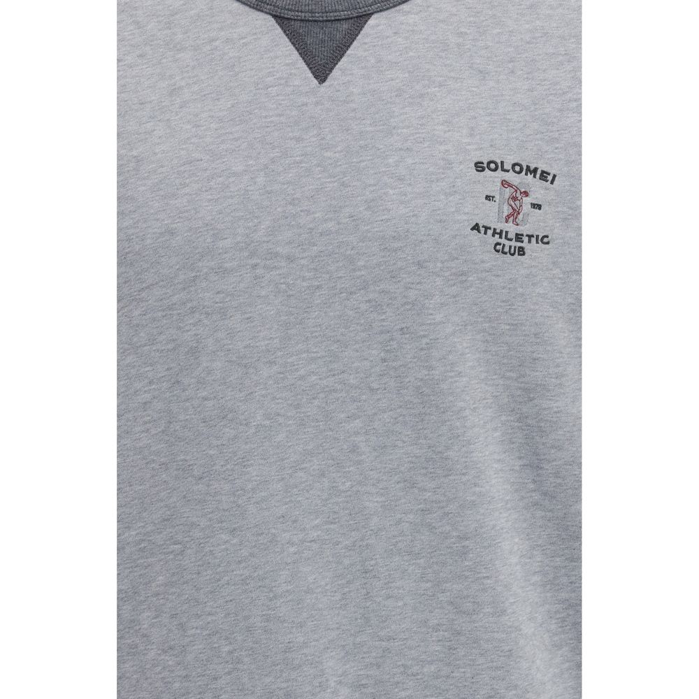 Brunello Cucinelli Men's Regular Fit Crew Neck Cotton Activewear T-Shirt - Gray