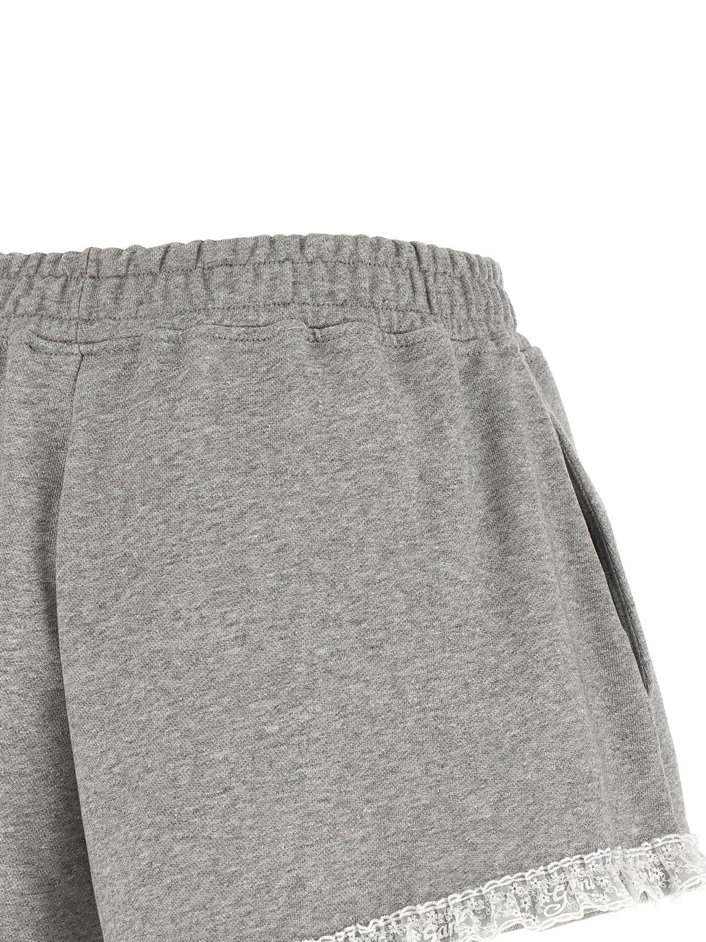 Ganni Essence Heather Women's Flared Organic Cotton Bermuda Shorts - Gray White