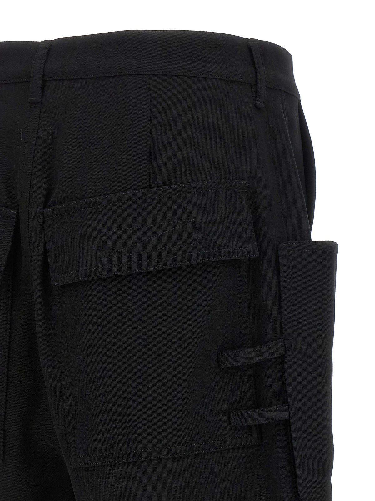 Rick Owens Men's Wide Wool Canvas Bermuda Shorts - Black