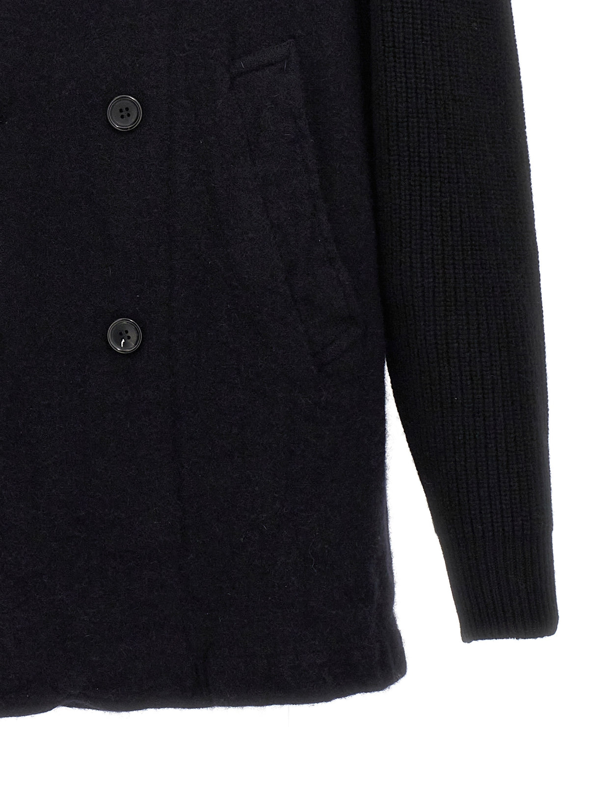 Comme Des Garçons Men's Double Breasted Wool & Nylon Overcoat - Blue