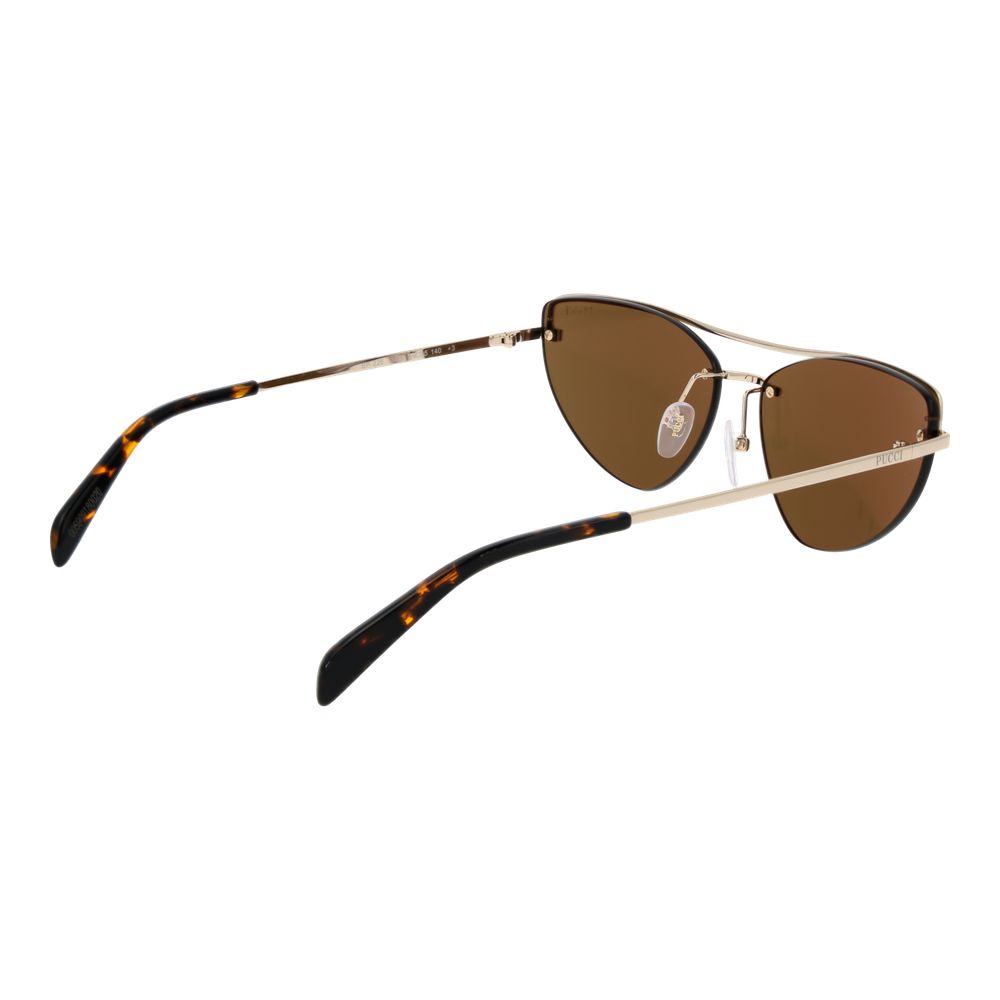 Emilio Pucci Cat-Eye Mirrored Dark-Tint Metal Sunglasses - Gold