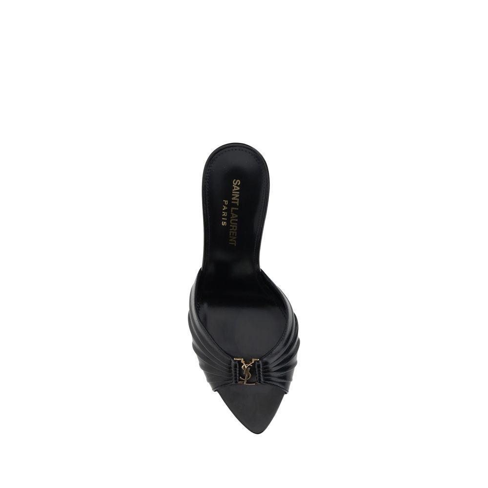 Saint Laurent Women's Bos Taurus Calf & Lambskin Leather Stiletto Sandals - Black