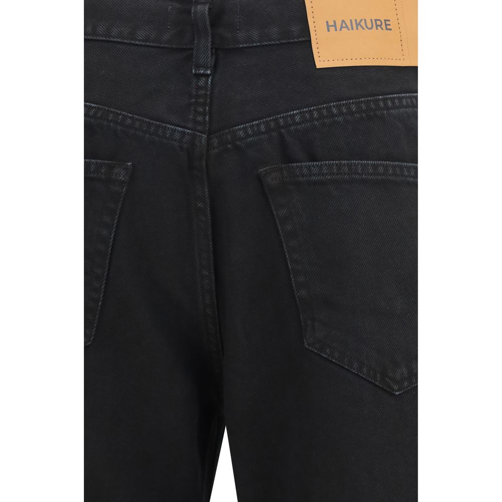 Haikure Women's Straight Leg Regular Fit Denim Cotton Jeans - Black