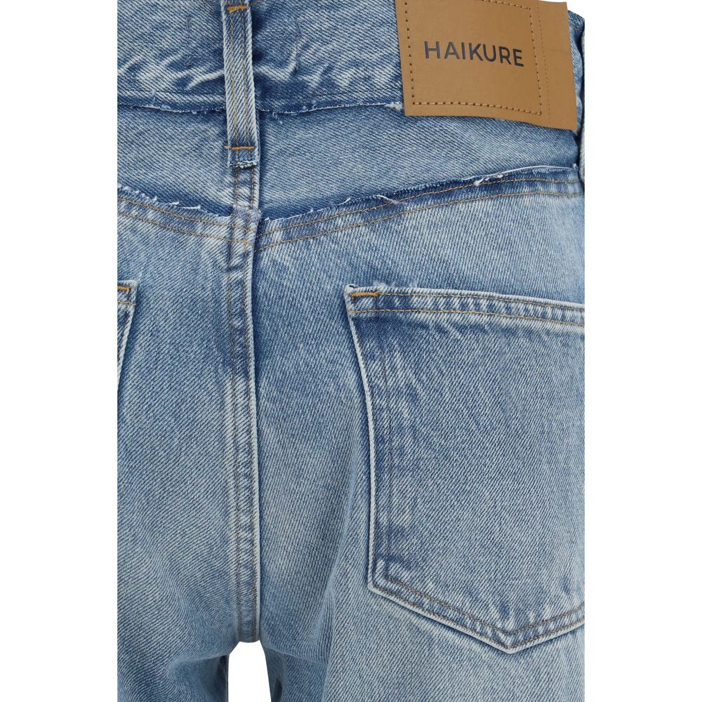 Jeans by Haikure for women in denim cotton blue features a polished silhouette with a polished flared, wide & slim, reaching a polished long and finished with a polished .