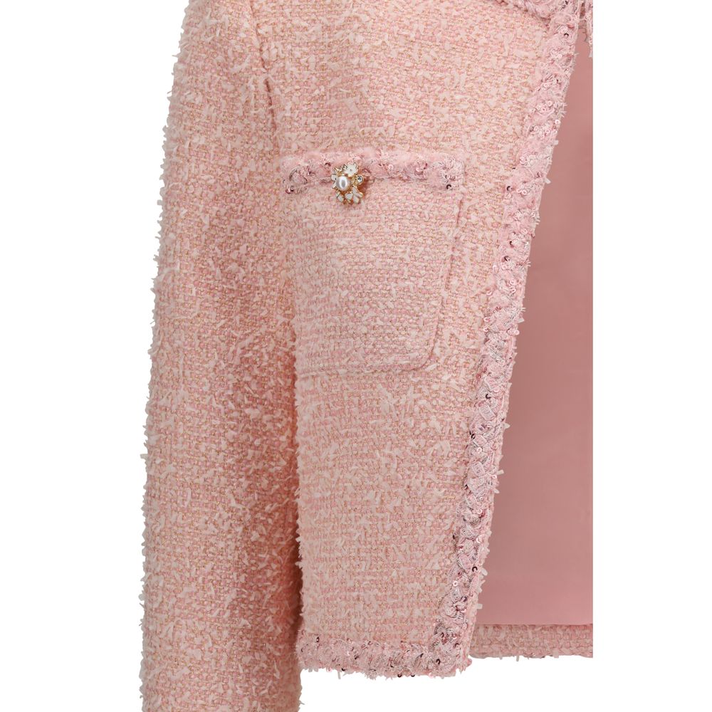 Self-Portrait Women's Polyamide Polyester Acrylic Wool Jacket - Multicolor Pink