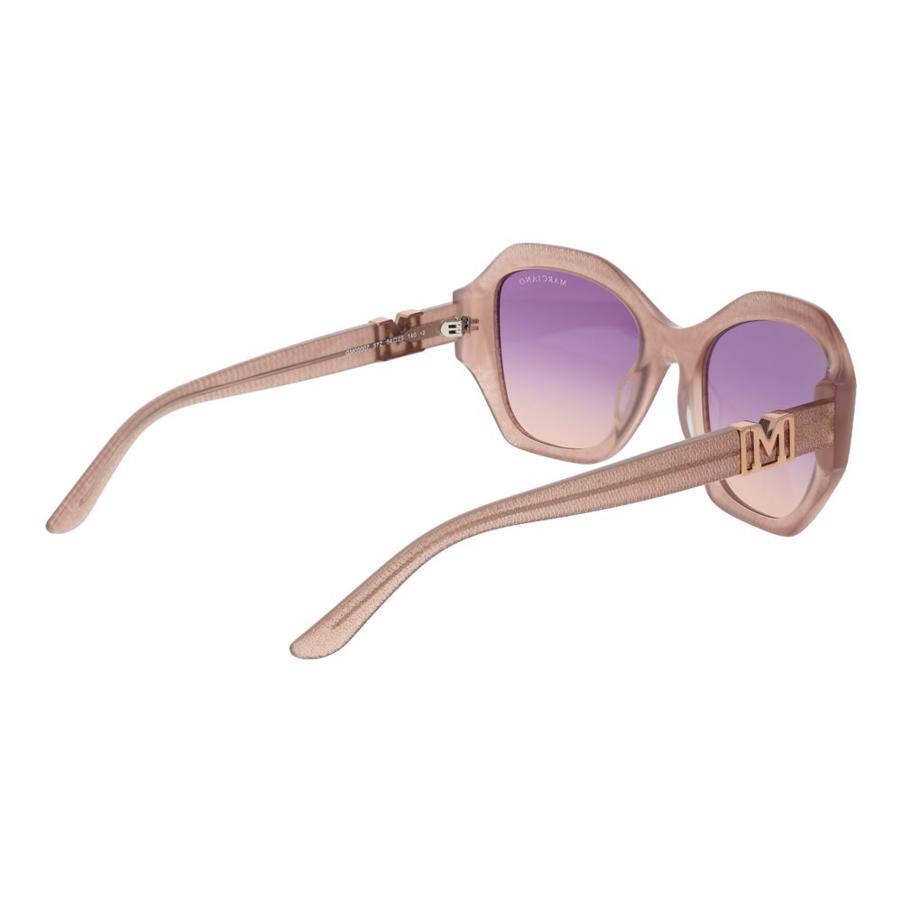 Sunglasses by Marciano by Guess for women in acetate and natural featuring an opulent butterfly full-rim frame design with a sophisticated finish and high-performance gradient category-2-medium-tint lens.