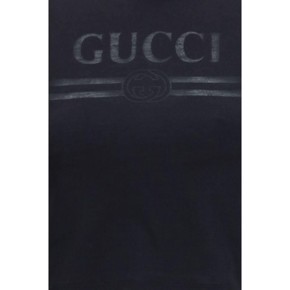 T-Shirt by Gucci for women in cotton polyester black & print features a plush silhouette, showcasing a sophisticated and for a truly plush finish.