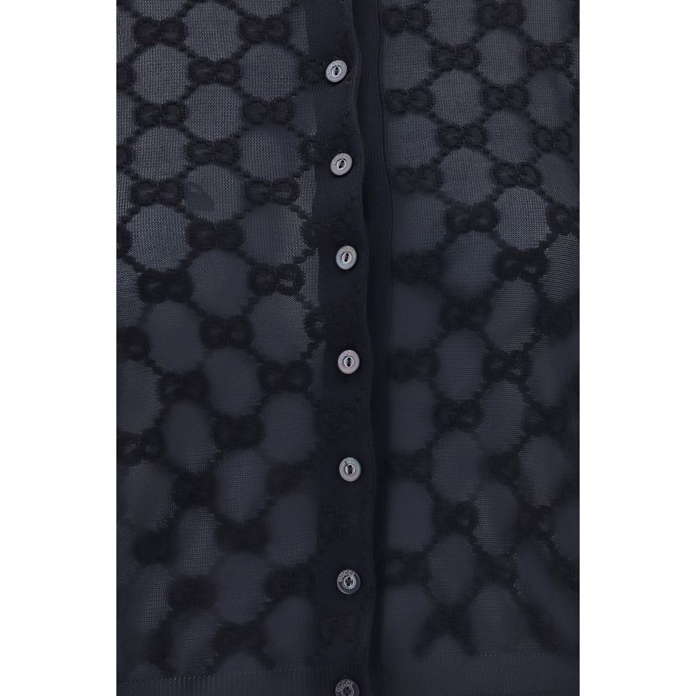 Cardigan by Gucci for women in polyamide viscose & cotton black features an crisp silhouette, showcasing a sophisticated and detail for a truly crisp finish.