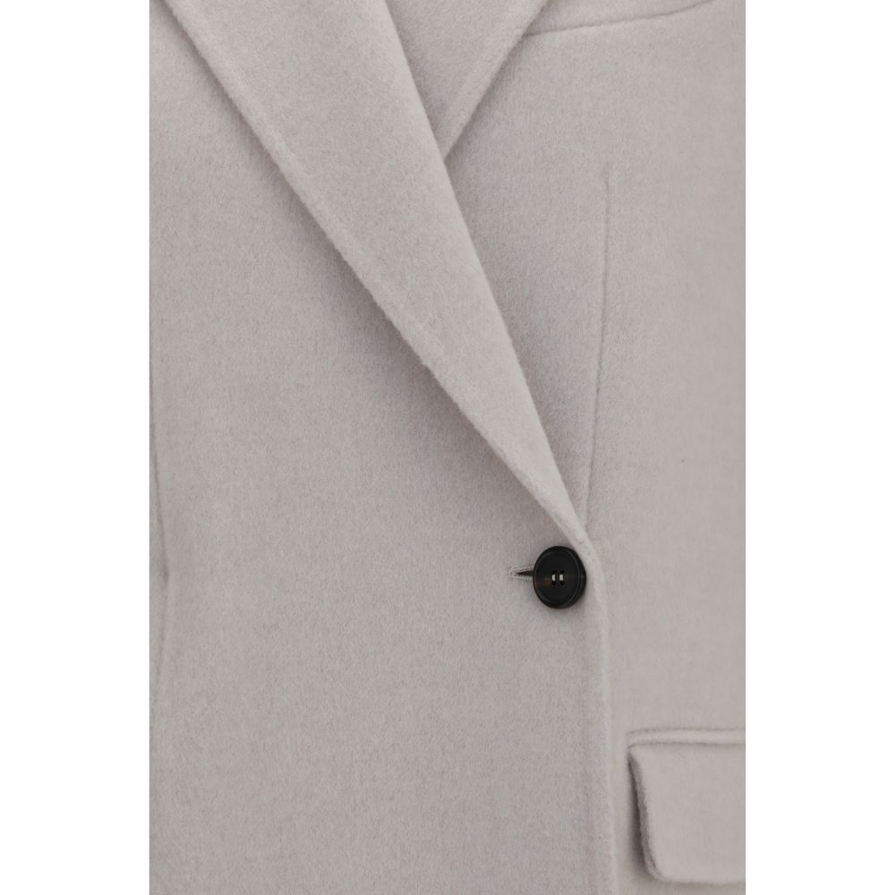 Brunello Cucinelli Women's Single Breasted Merino Wool & Cashmere Overcoat - White