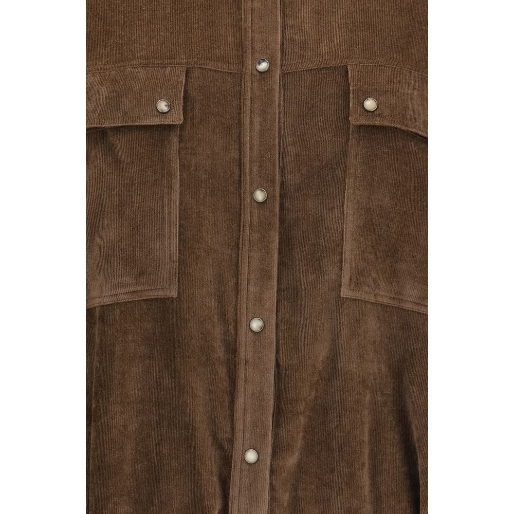 Shirt by Brunello Cucinelli for women in cashmere corduroy & viscose brown & patterned showcases a sublime silhouette, artfully detailed with a sublime and for a sophisticated, sublime finish.