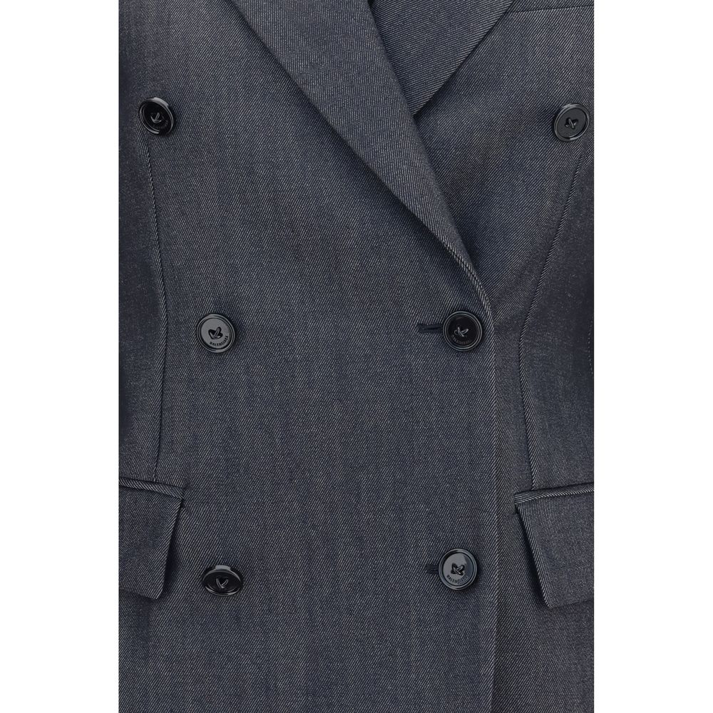 Blazer by Balenciaga for women in cotton & merino wool gray showcases a polished silhouette, highlighted by a refined and polished for a sophisticated finish.