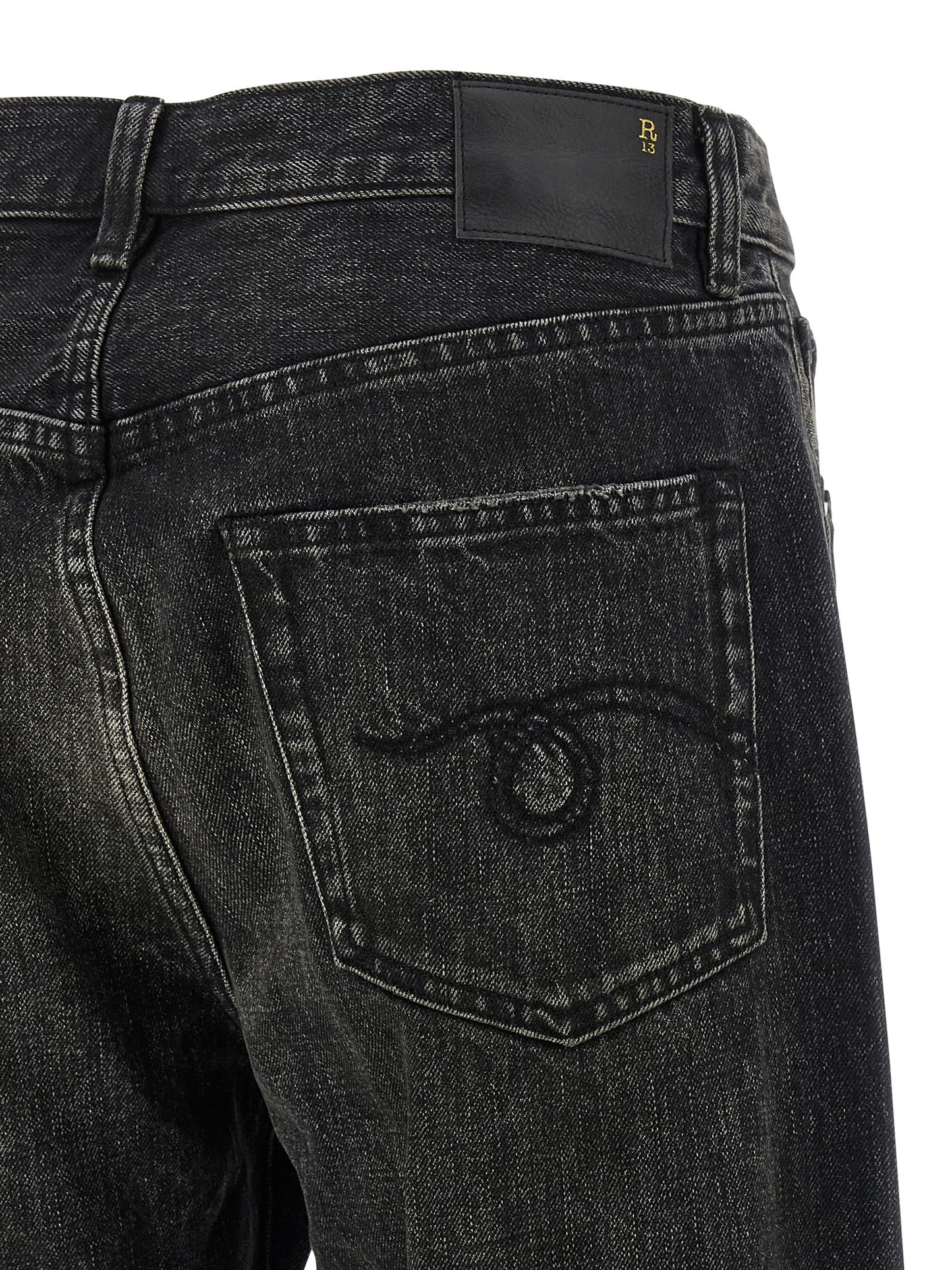 R13 Black Cotton Straight-Leg Jeans