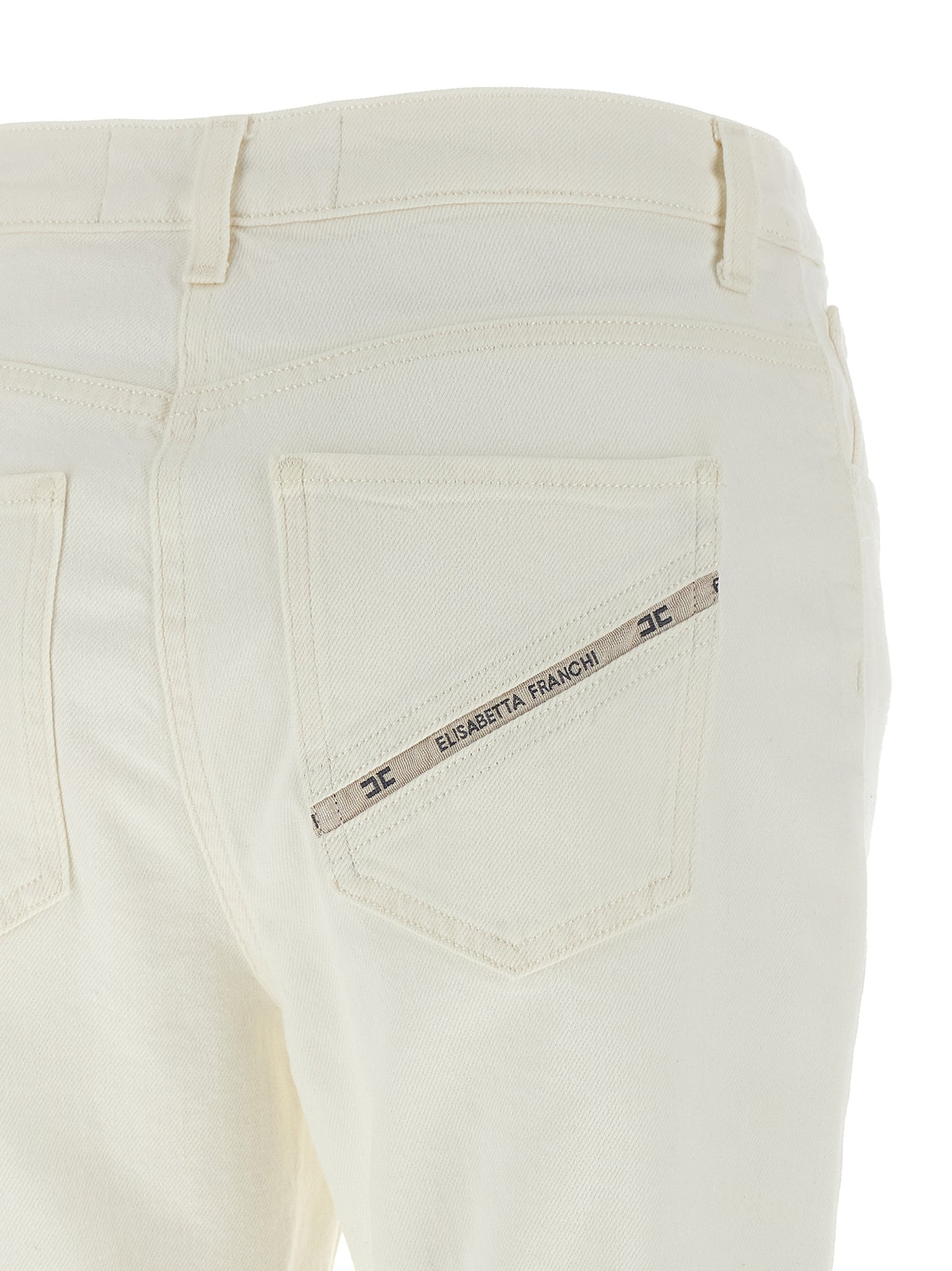 Elisabetta Franchi Essence Women's Mid Rise Stretch Denim Cotton Jeans - White
