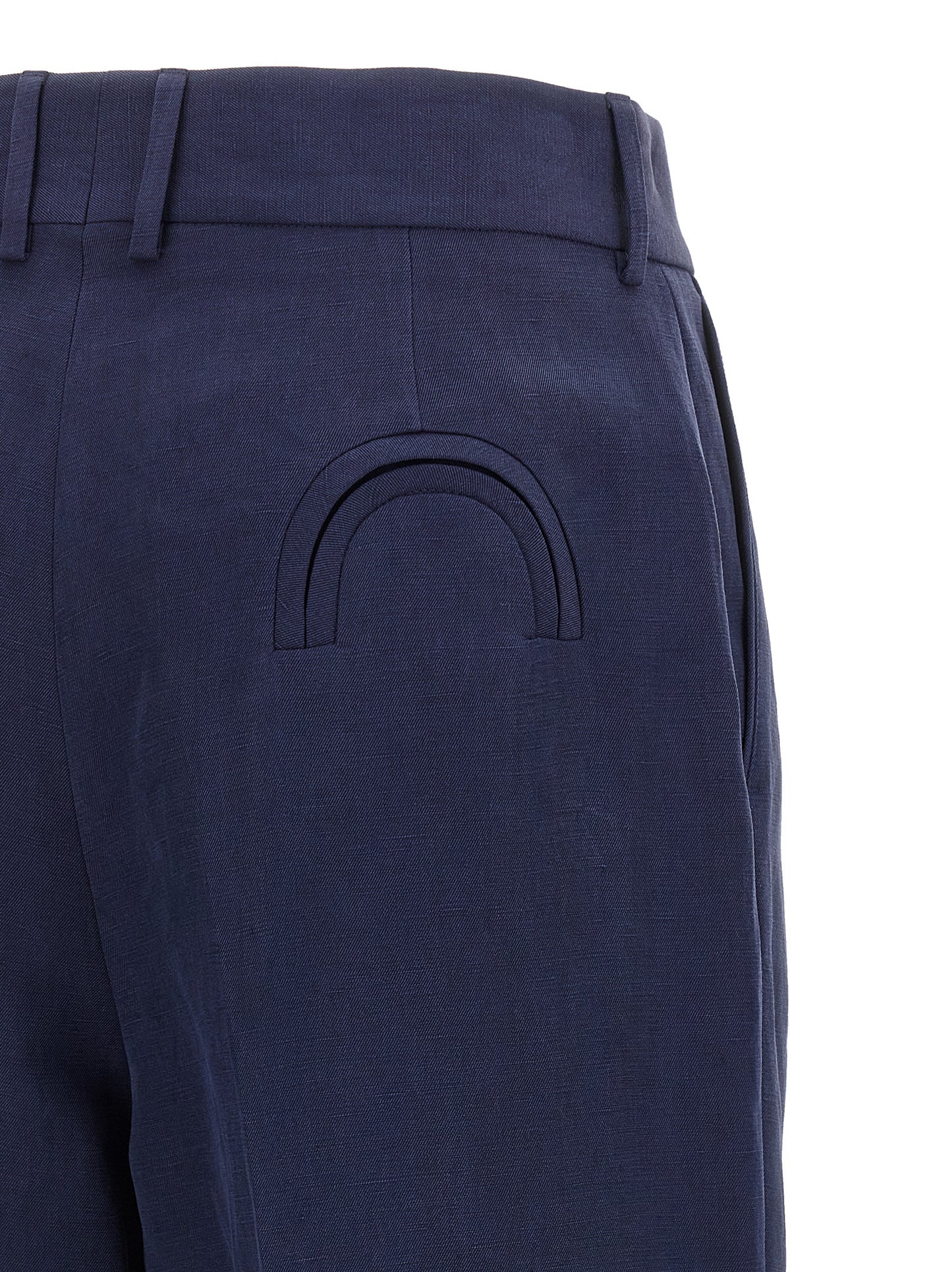 Casual Pants by Blazé Milano for women in linen & silk blue features an sophisticated high rise and straight-leg with a precise long, creating a sophisticated and sophisticated silhouette.