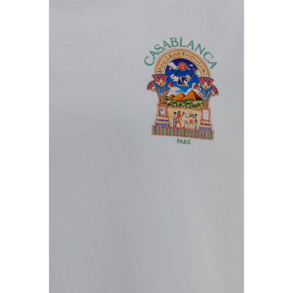 T-Shirt by Casablanca for men in cotton white showcases a fashionable silhouette, elegantly detailed with a fashionable and crew neckline for a sophisticated, high-fashion look.