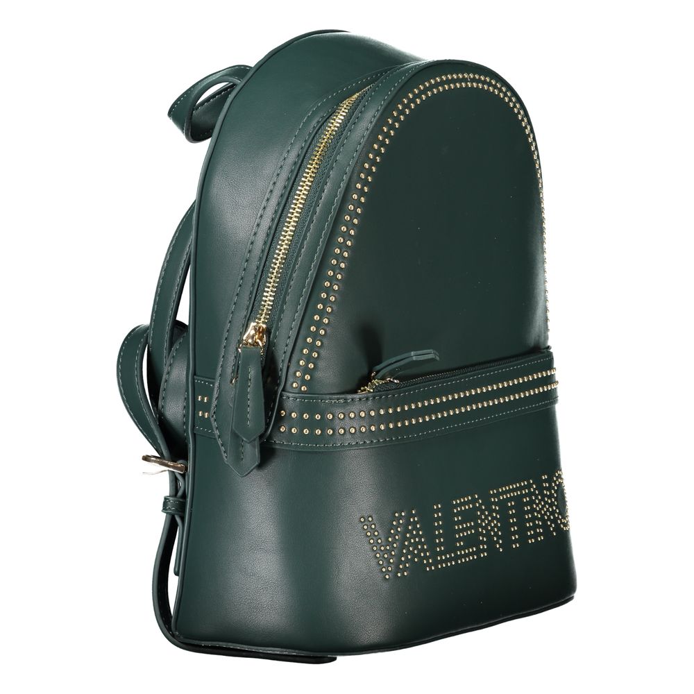 Backpack by Mario Valentino for women in polyurethane green features a refined silhouette, showcasing the Polyurethane Backpack design with a secure zipper, ample external-pockets & internal-pockets, and versatile handle, backpack-strap & adjustable-strap.