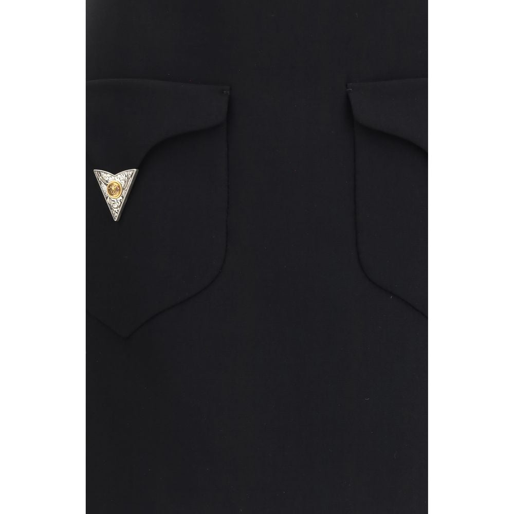 Versace Black Wool Oves Aries Mini Skirt