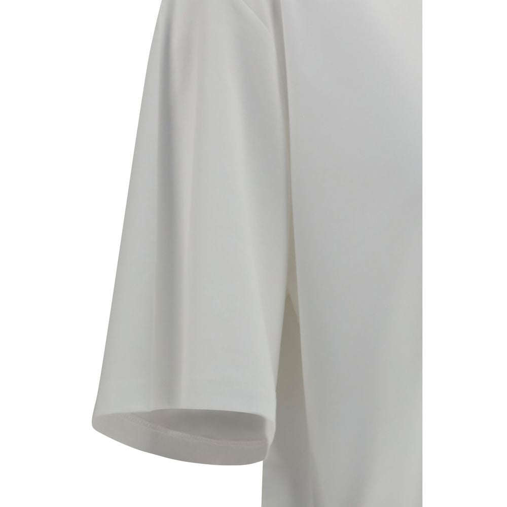 T-Shirt by Rohe for women in silk cotton & modal white showcases a dramatic silhouette, elegantly detailed with a dramatic and for a truly dramatic finish.