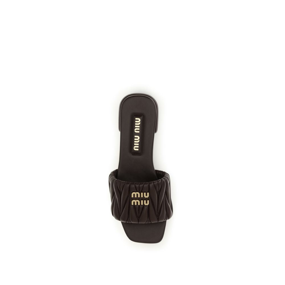 Miu Miu Women's Bos Taurus Calf Nappa Leather Flat Sandals - Brown
