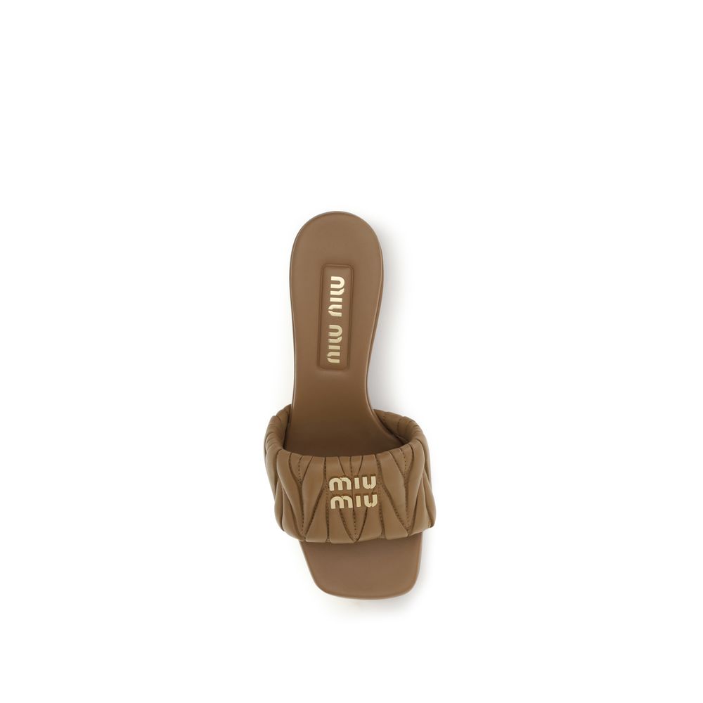 Miu Miu Women's Bos Taurus Calf & Lambskin Leather Platform Geometric Sandals - Beige Monogram