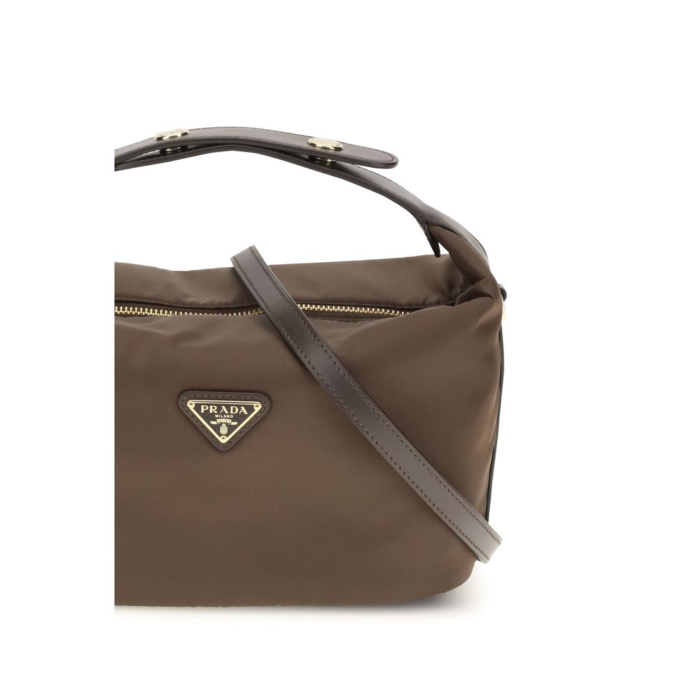 Prada Cherie Polyamide Polyester Nylon Leather & Viscose Mini Handbag - Brown