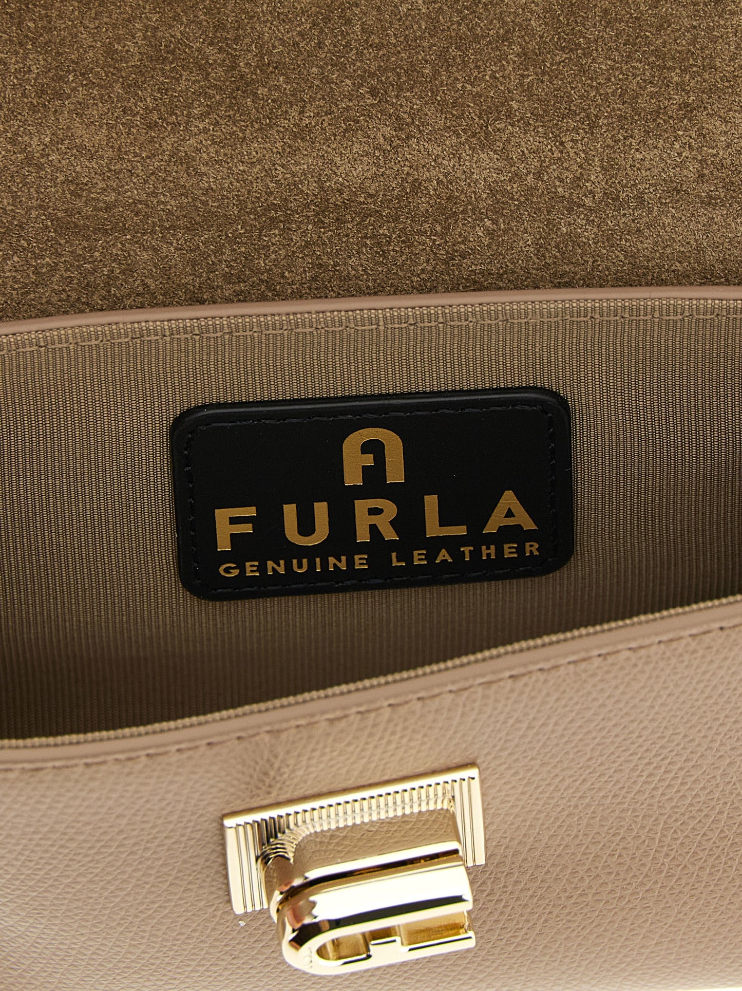 Furla 1927 Calfskin Leather Mini Crossbody Flap Handbag - Beige