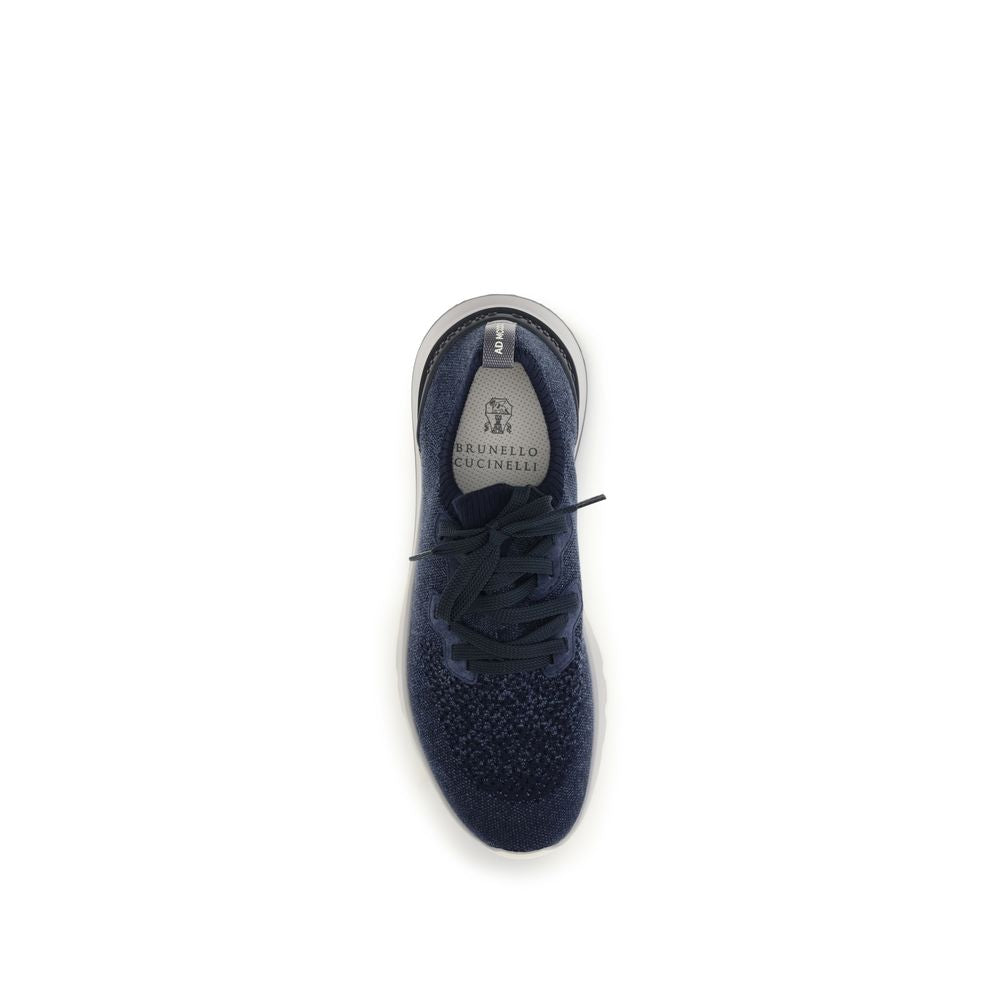 Brunello Cucinelli Men's Athletic Polyamide & Cotton Sneakers - Blue Signature Print Print