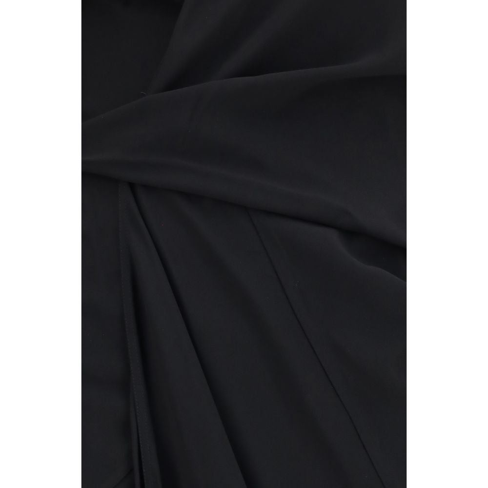 Rick Owens Women's Wrap Long-Sleeve V Neck Viscose Crepe Long Dress - Black
