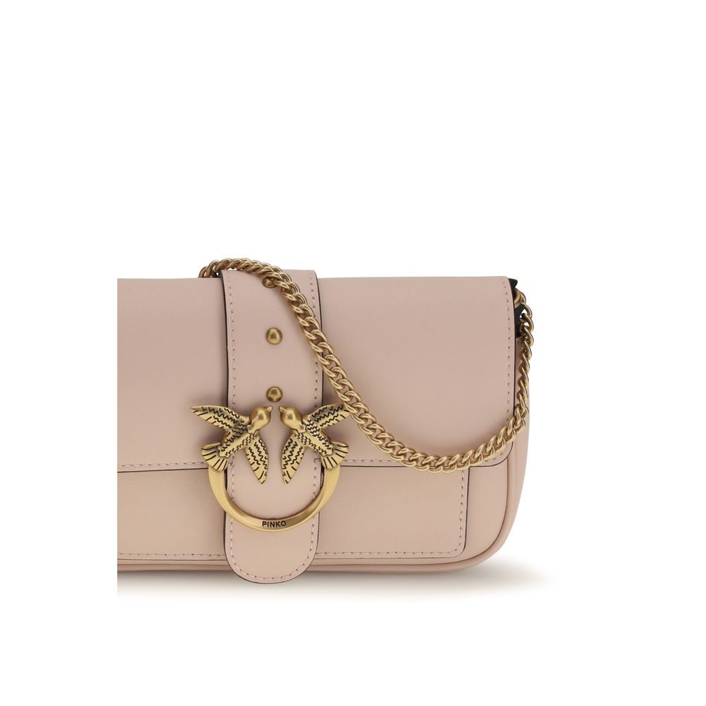 PINKO Love Birds One Bos Taurus Calf Leather Shoulder Bag - Multicolor Signature Monogram