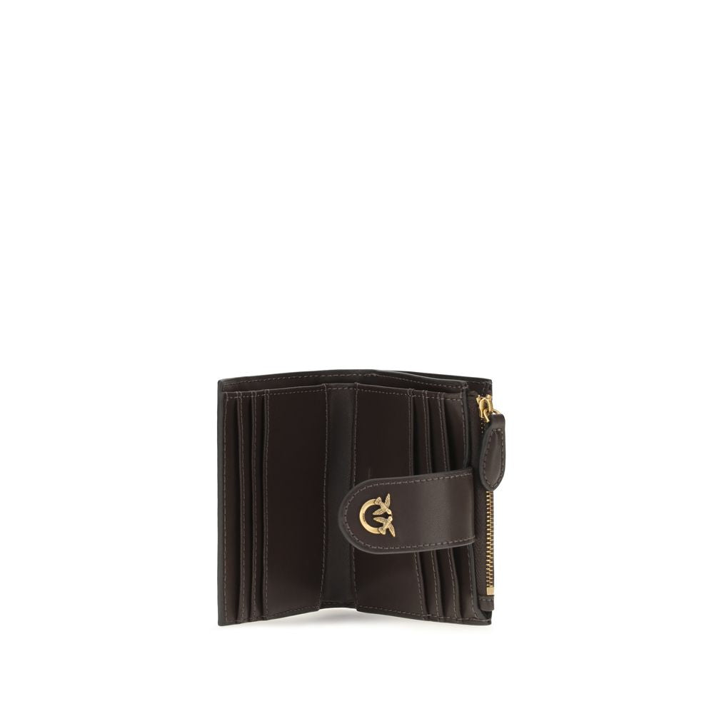 PINKO Love Birds Bos Taurus Calf Leather Wallet - Brown