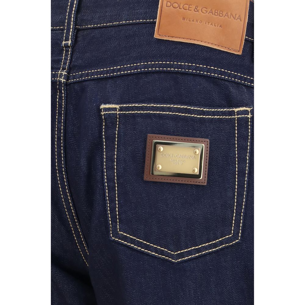 Dolce & Gabbana Men's Regular Fit Cotton Denim Jeans - Blue Multicolor