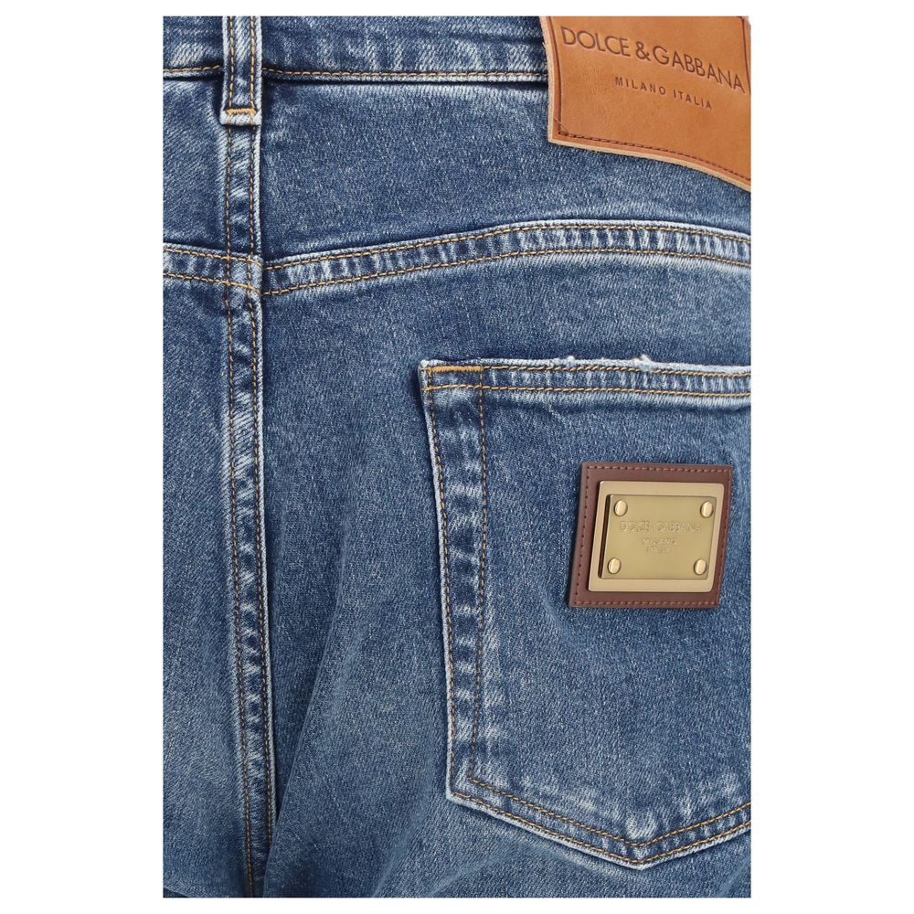 Dolce & Gabbana Blue Cotton Straight-Leg Jeans